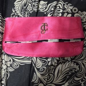 Juicy Couture fuchsia pink satin clutch bag